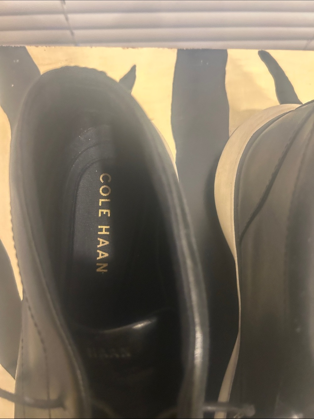 Cole Haan Black Leather Derby Shoes with Cream Sole